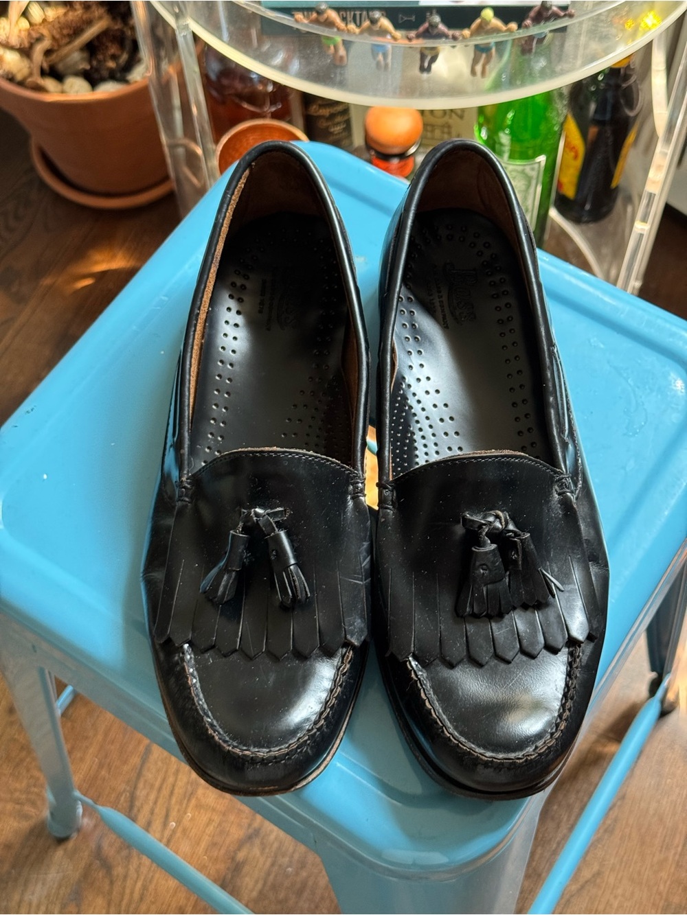 G.H. Bass & Co. Black Tassel Kiltie Leather Loafers